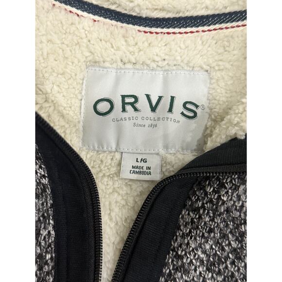 Orvis Sweater Mens Large Gray 1/4 Zip Fleece lined pullover Outdoor Fishing - Picture 3 of 6